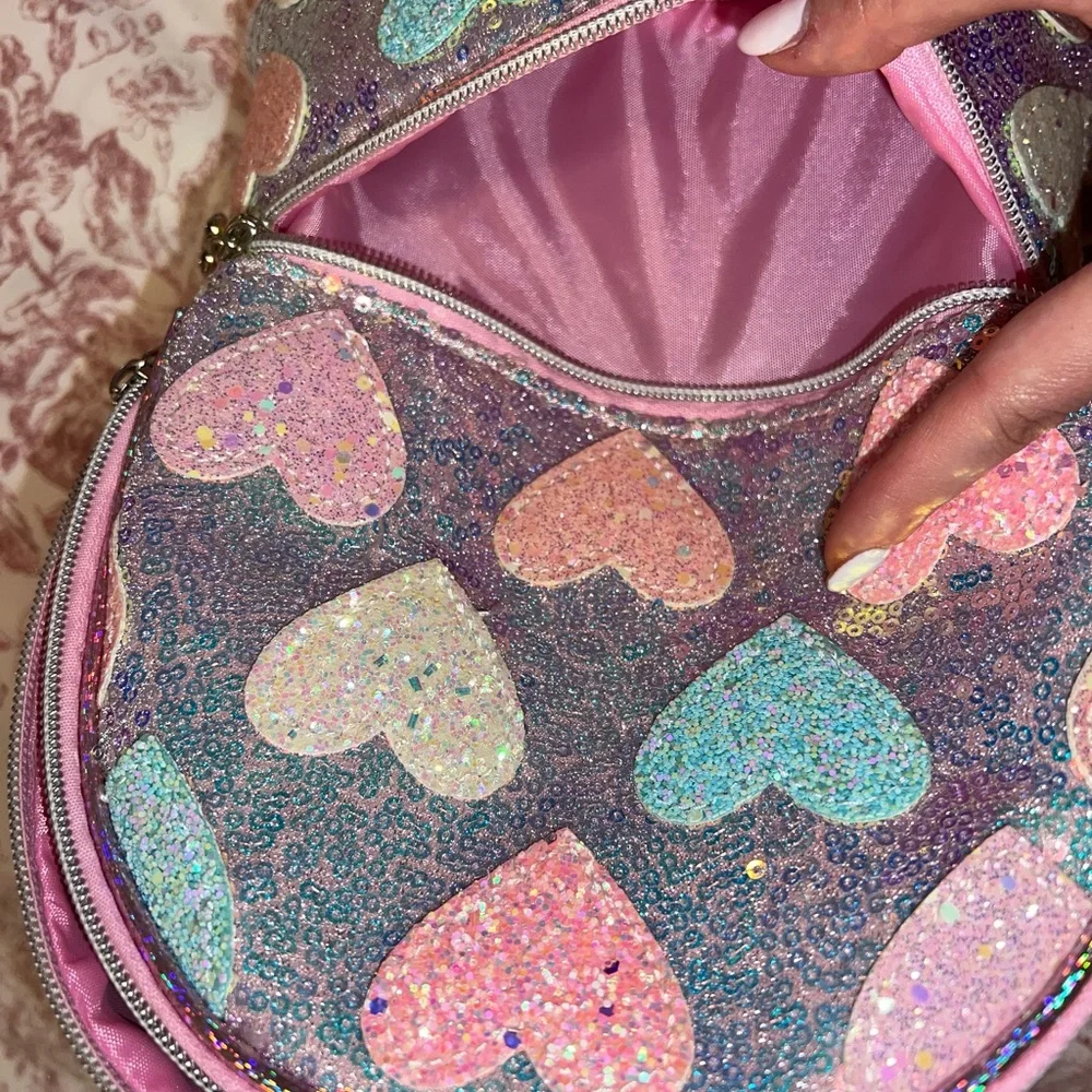 Miss Gwen’s OMG Accessories Pink Sequin Hearts Girls Small Backpack
